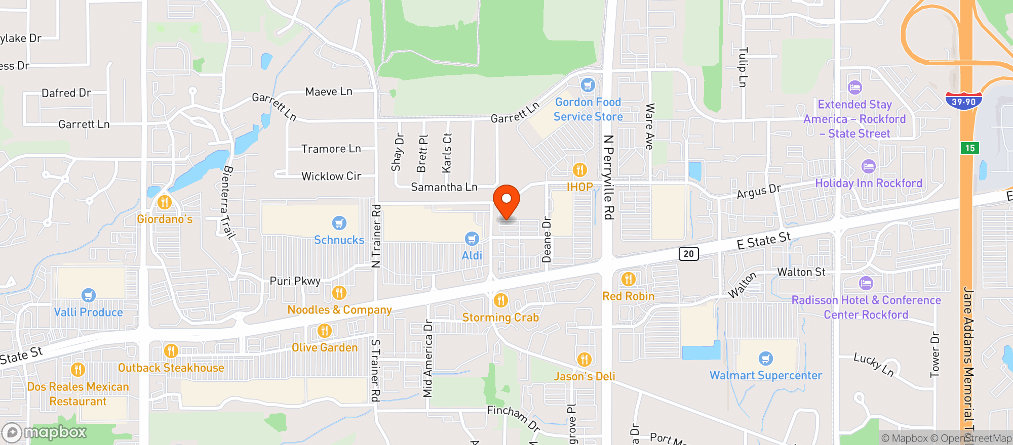 Map showing Lyfe Rockford