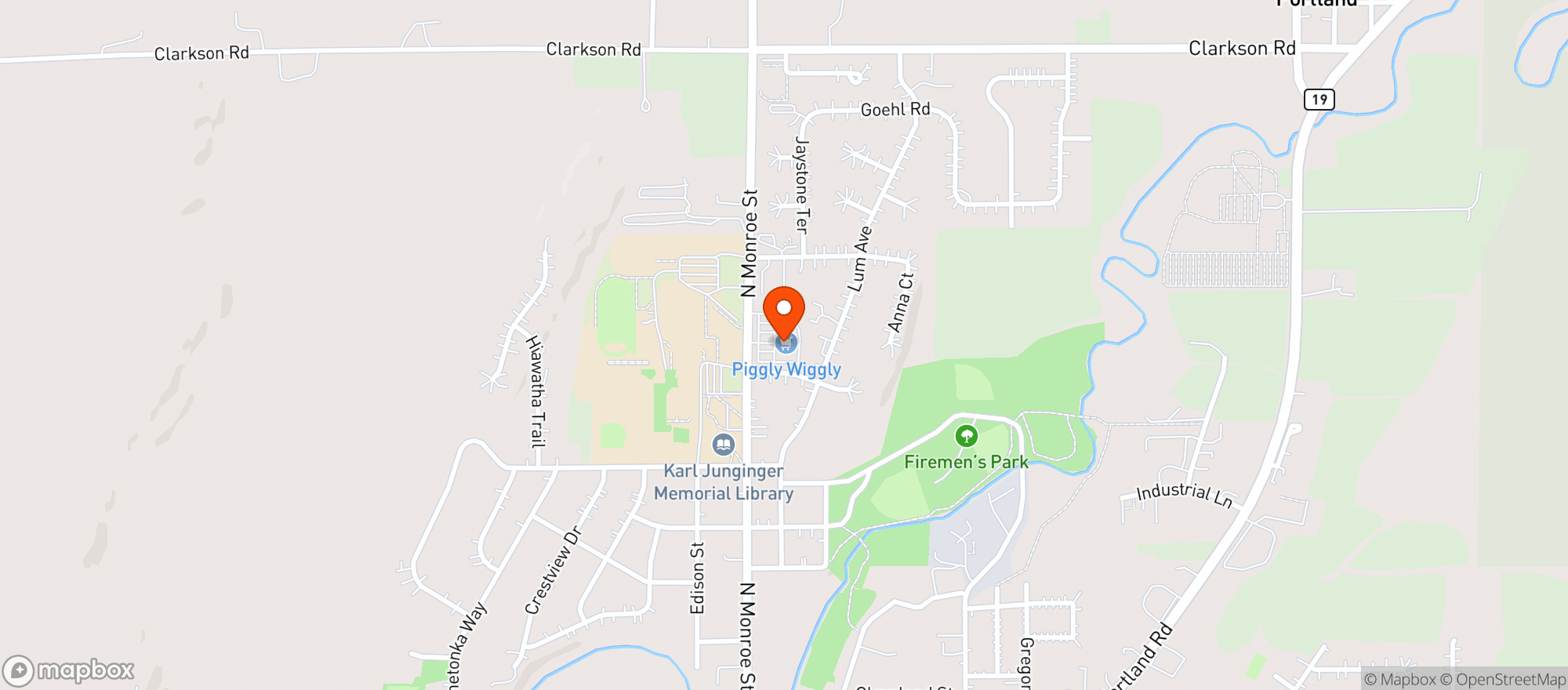 Map showing Piggly Wiggly - Waterloo