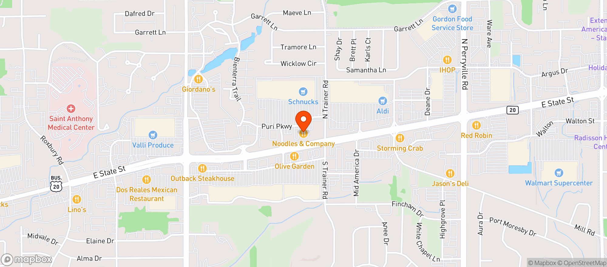 Map showing CBD Kratom Rockford