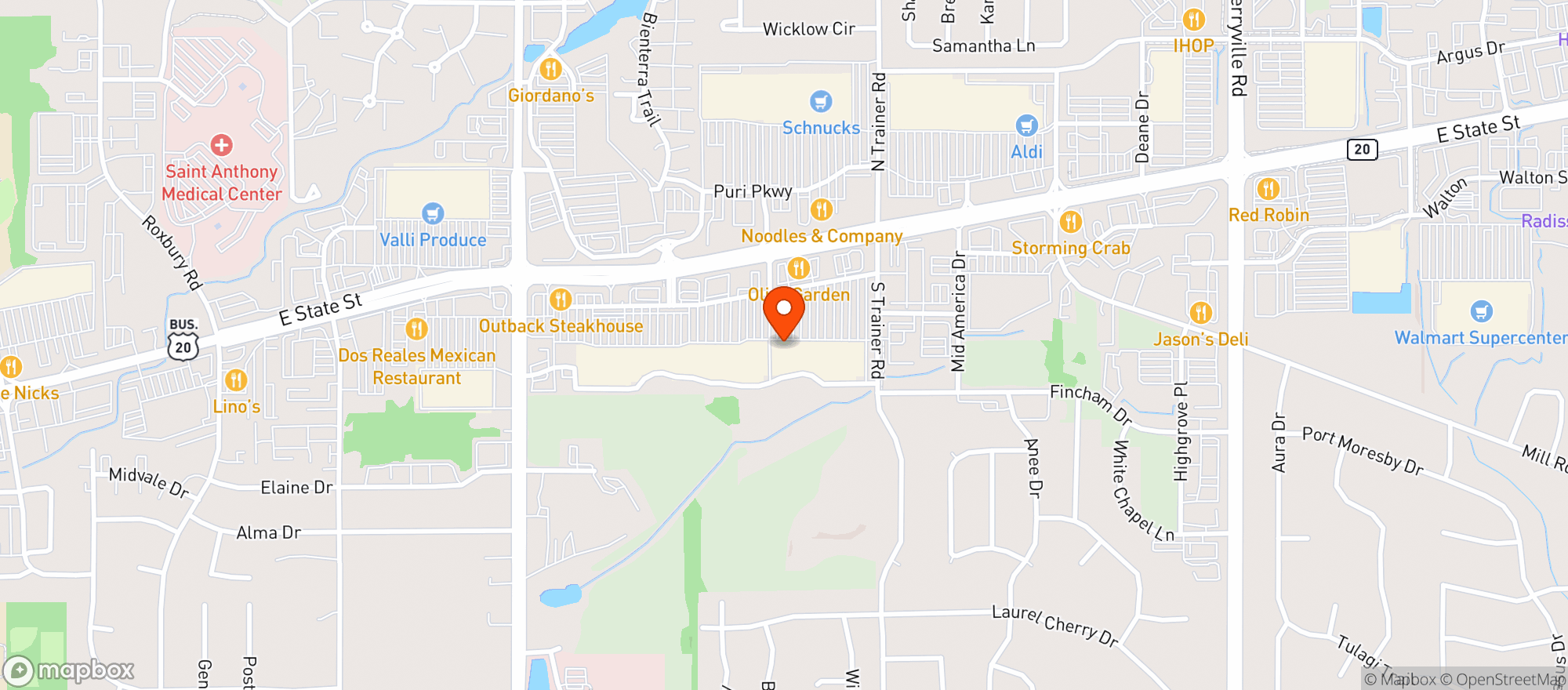 Map showing BINNY'S BEVERAGE DEPOT - ROCKFORD