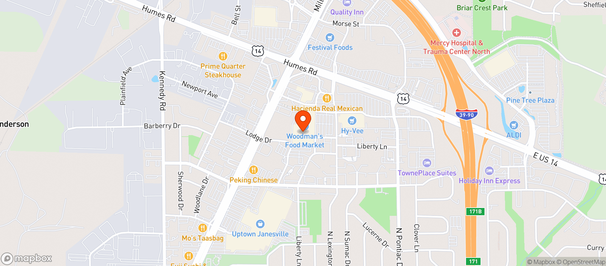 Map showing Woodman's Food Market