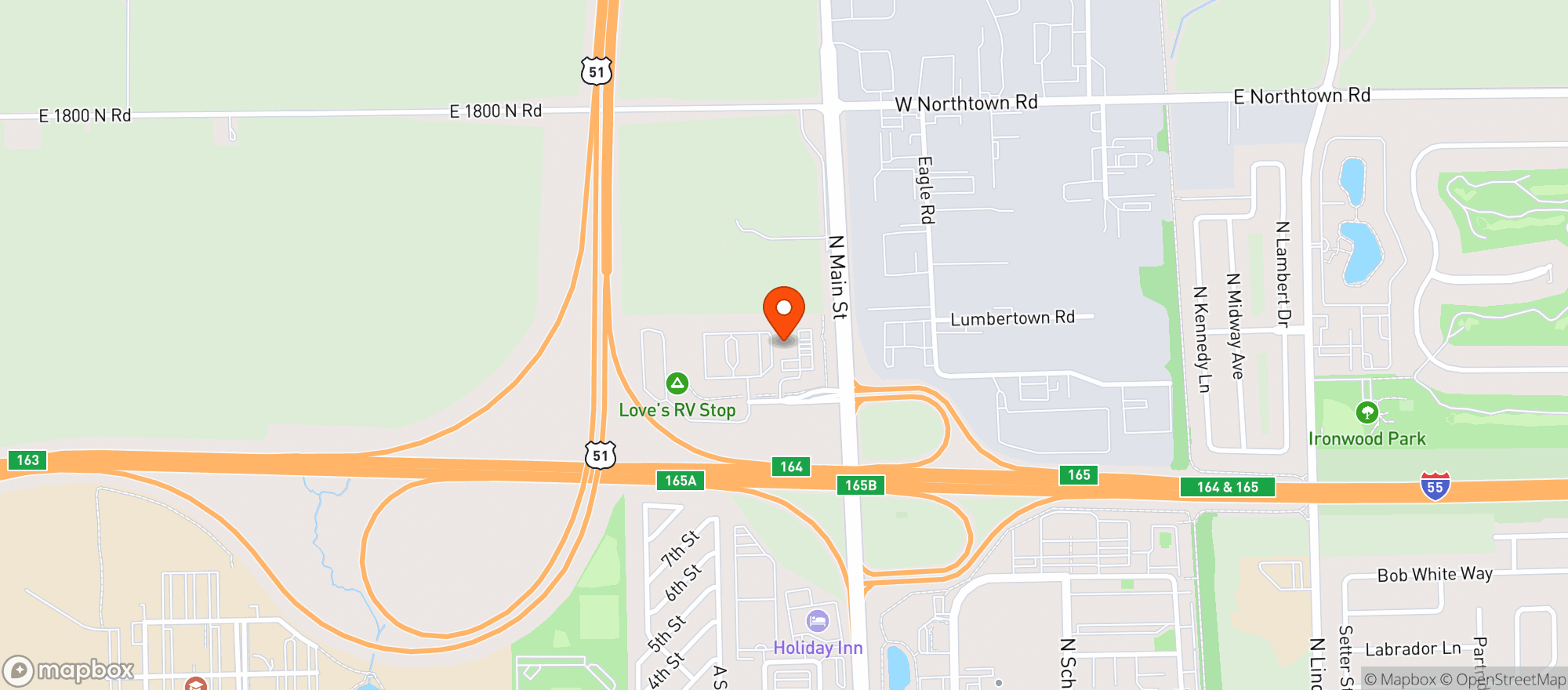 Map showing Loves Travel Stop #867