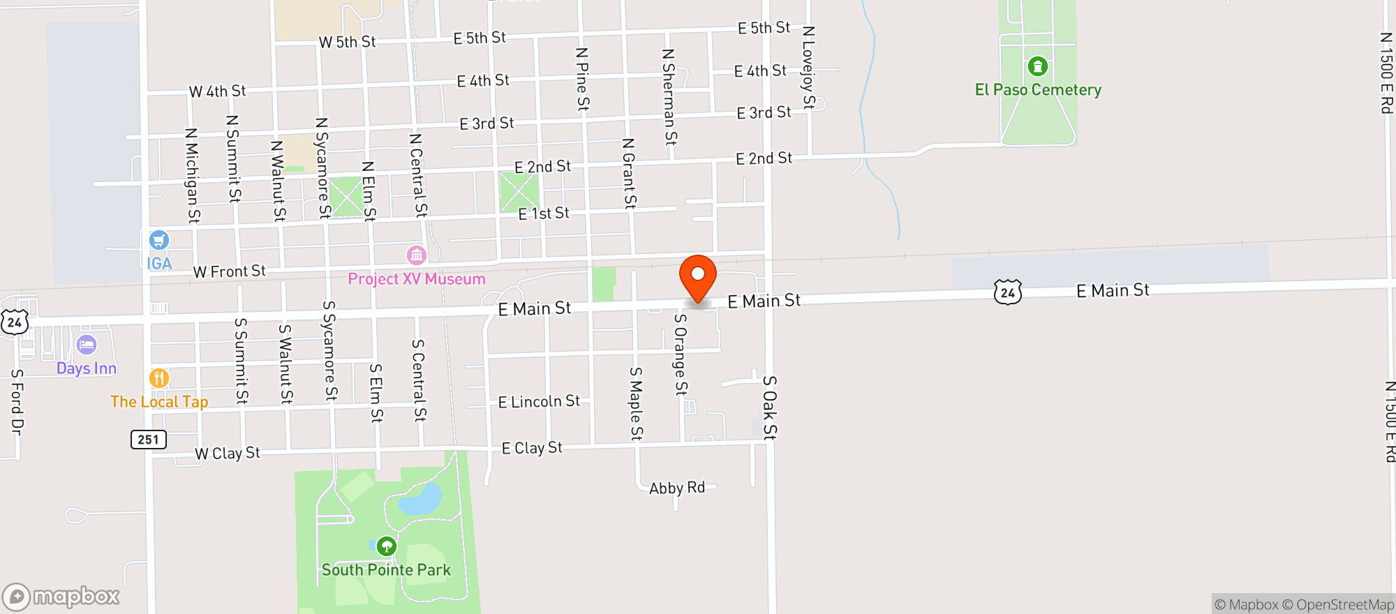 Map showing El Paso Liquors