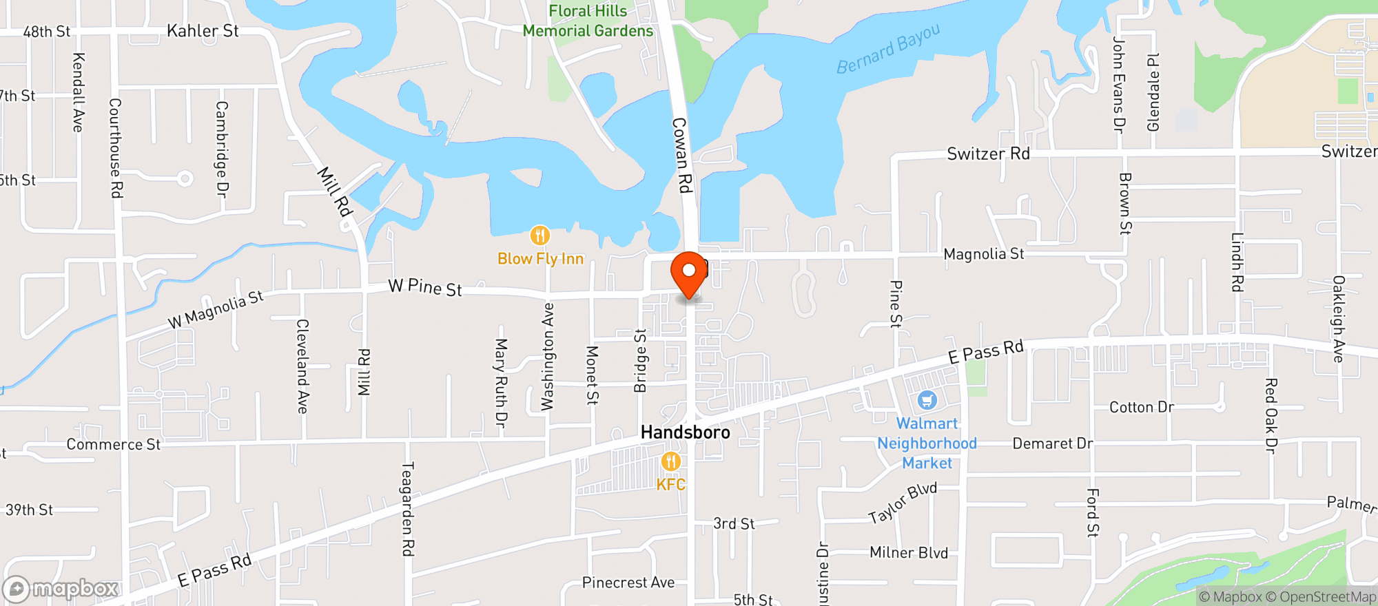 Map showing Woodys Roadside