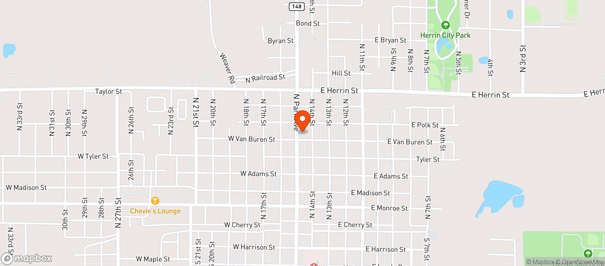 Map showing Herrin Liquor Mart