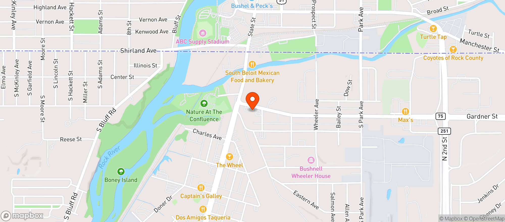Map showing Everett's Wines Spirits & Beer
