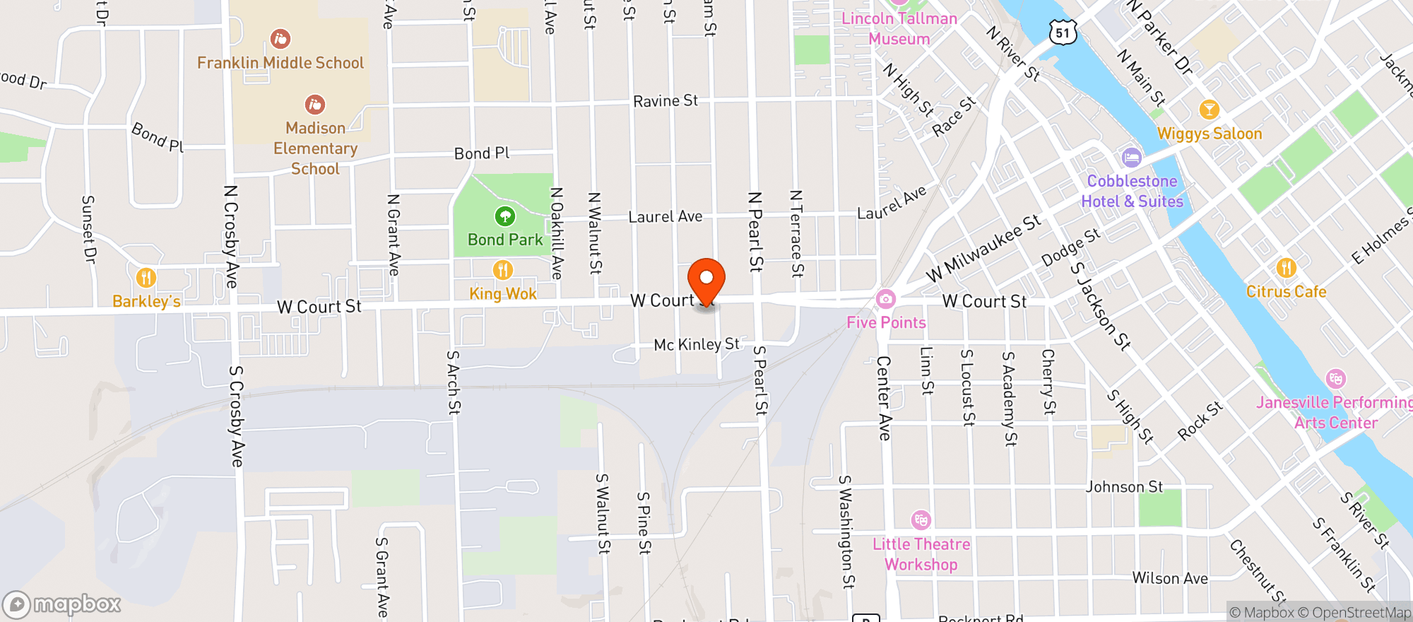 Map showing J & R Liquors