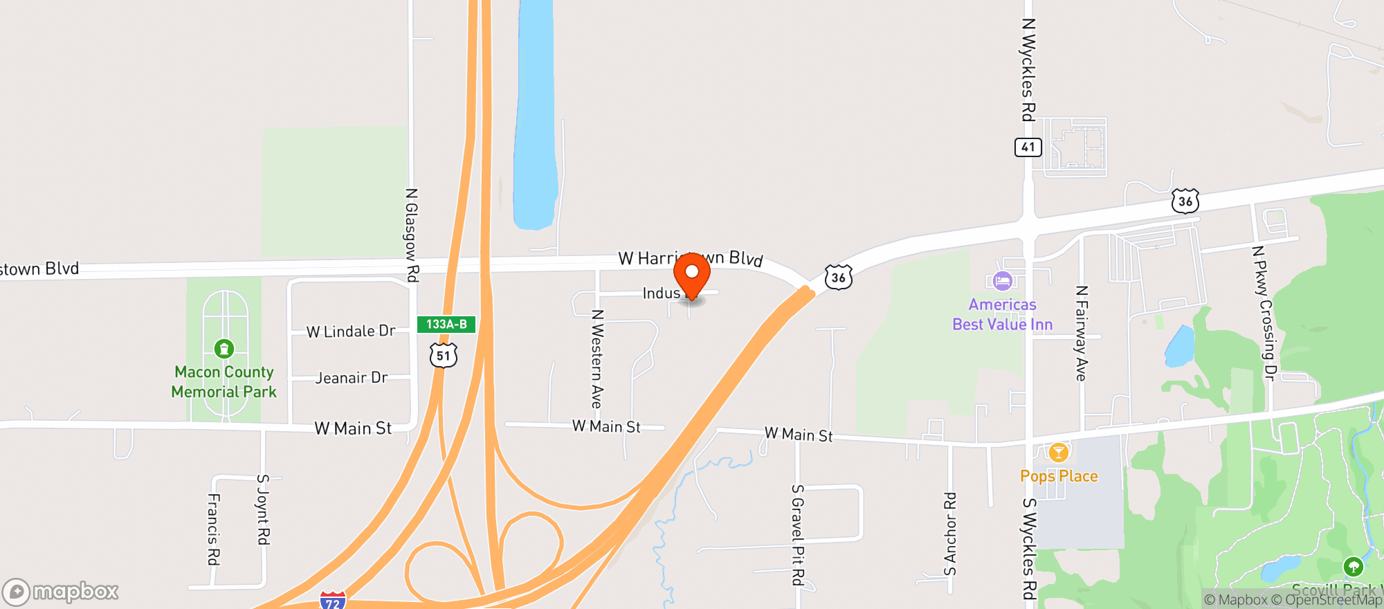 Map showing Mystic Greenz Decatur