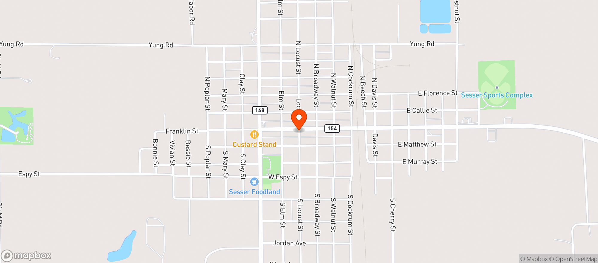 Map showing Sesser Sun Mart