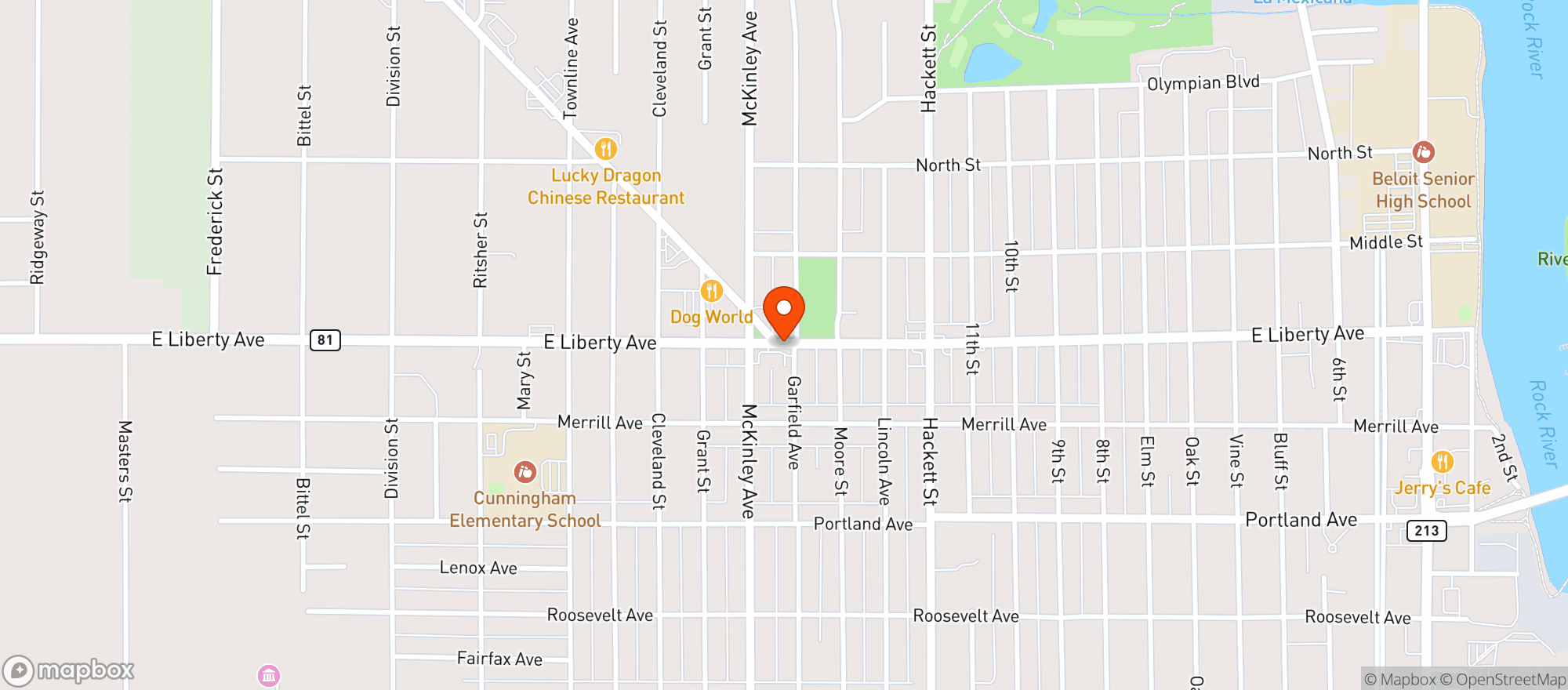 Map showing Liberty Gas Mart