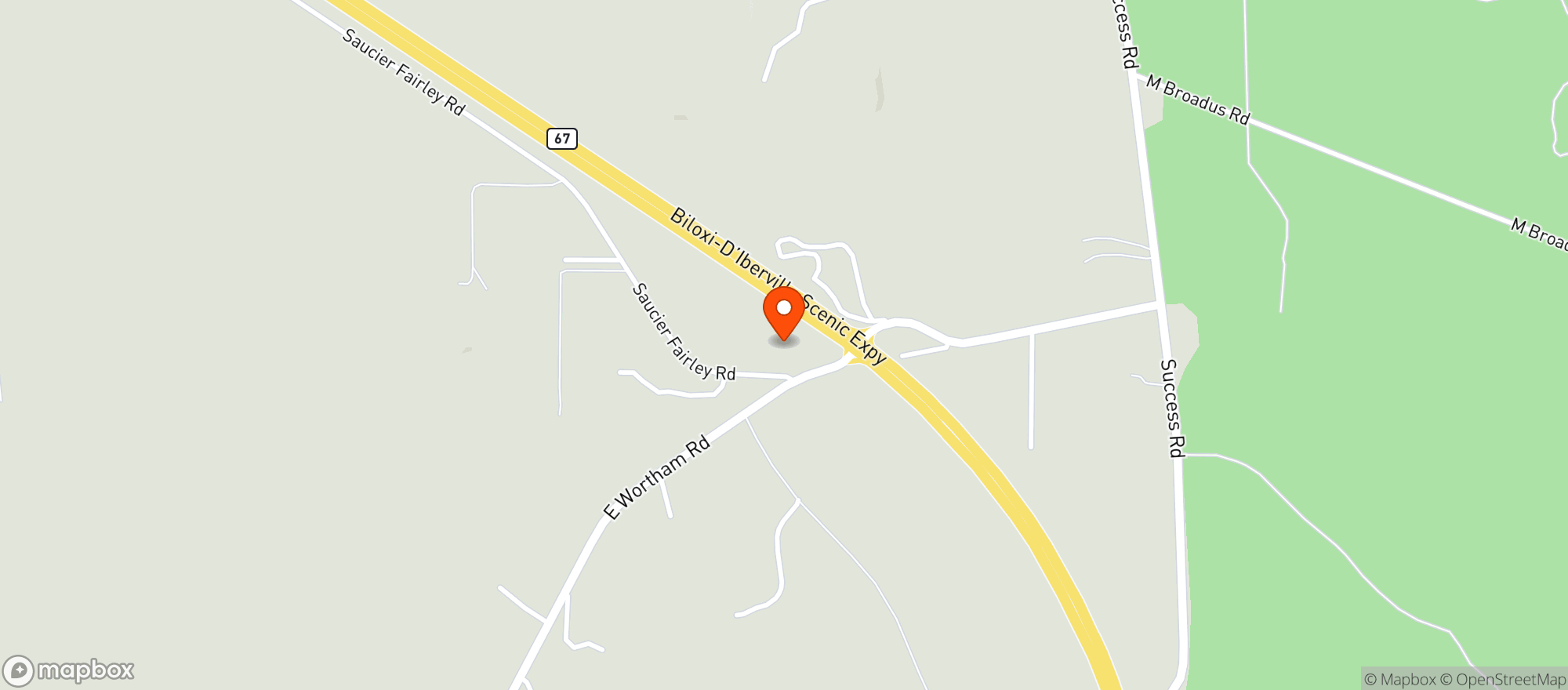Map showing Hwy 67 Chevron