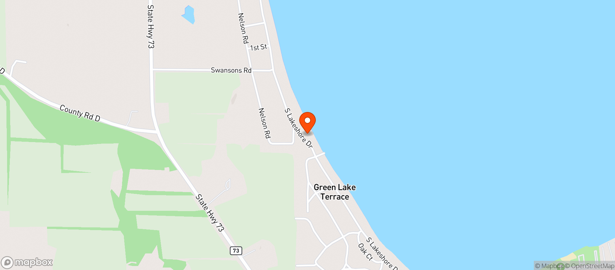 Map showing Green Lake Vino - Markesan - Shore Drive