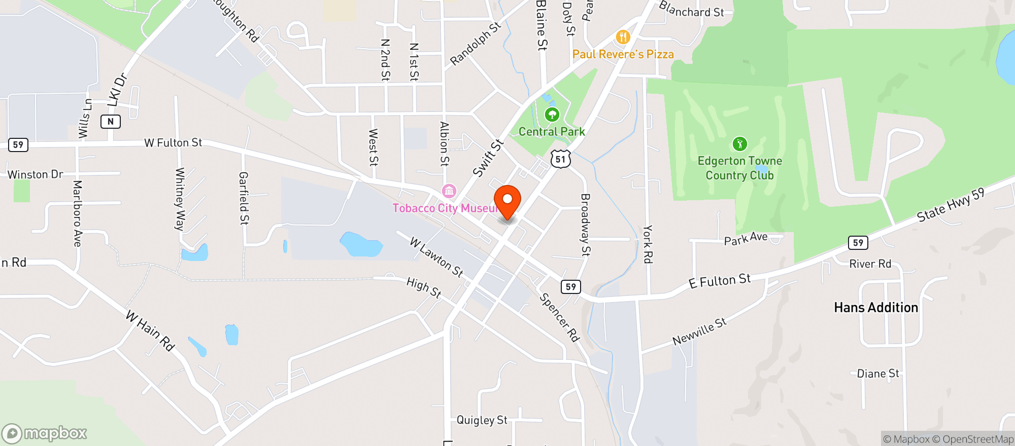 Map showing Game Day Liquors