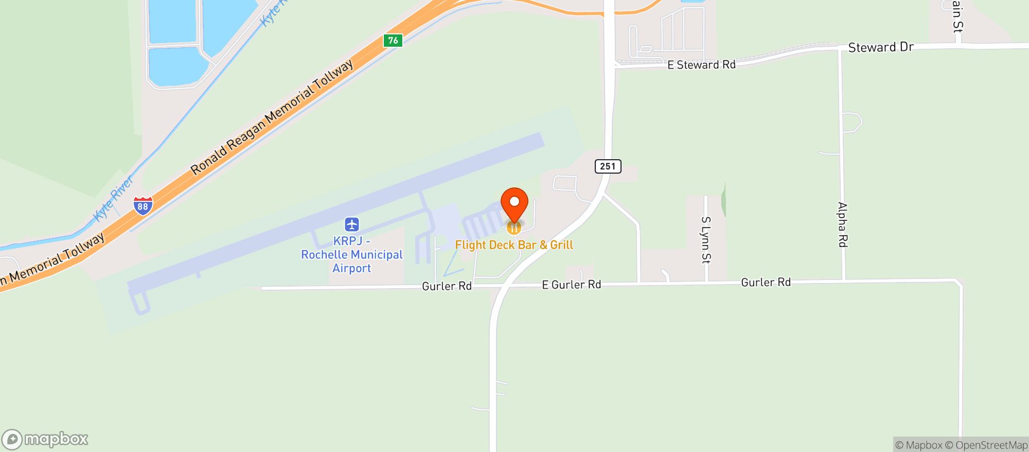 Map showing Rochelle Municipal Airport-koritz Field (rpj) (rochelle Municipal Airport-koritz Field)