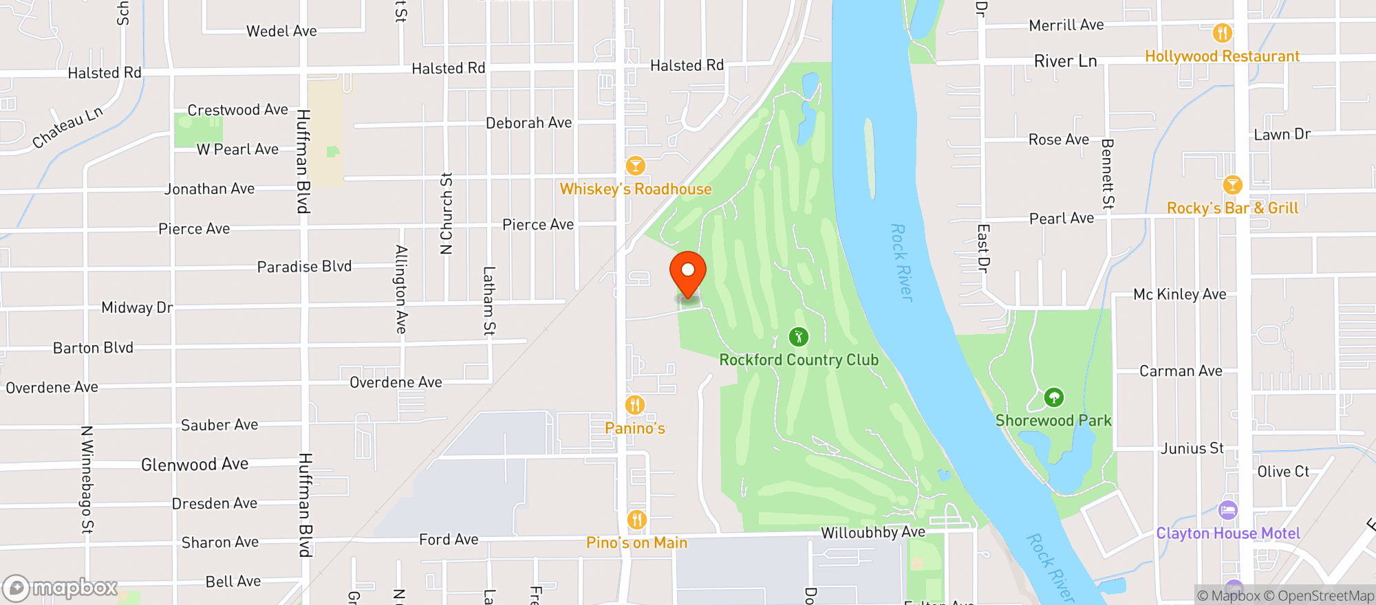 Map showing Rockford Country Club