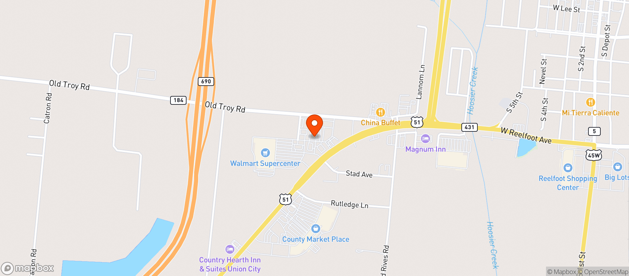 Map showing Mike S Wine&spirits (reelfoot)