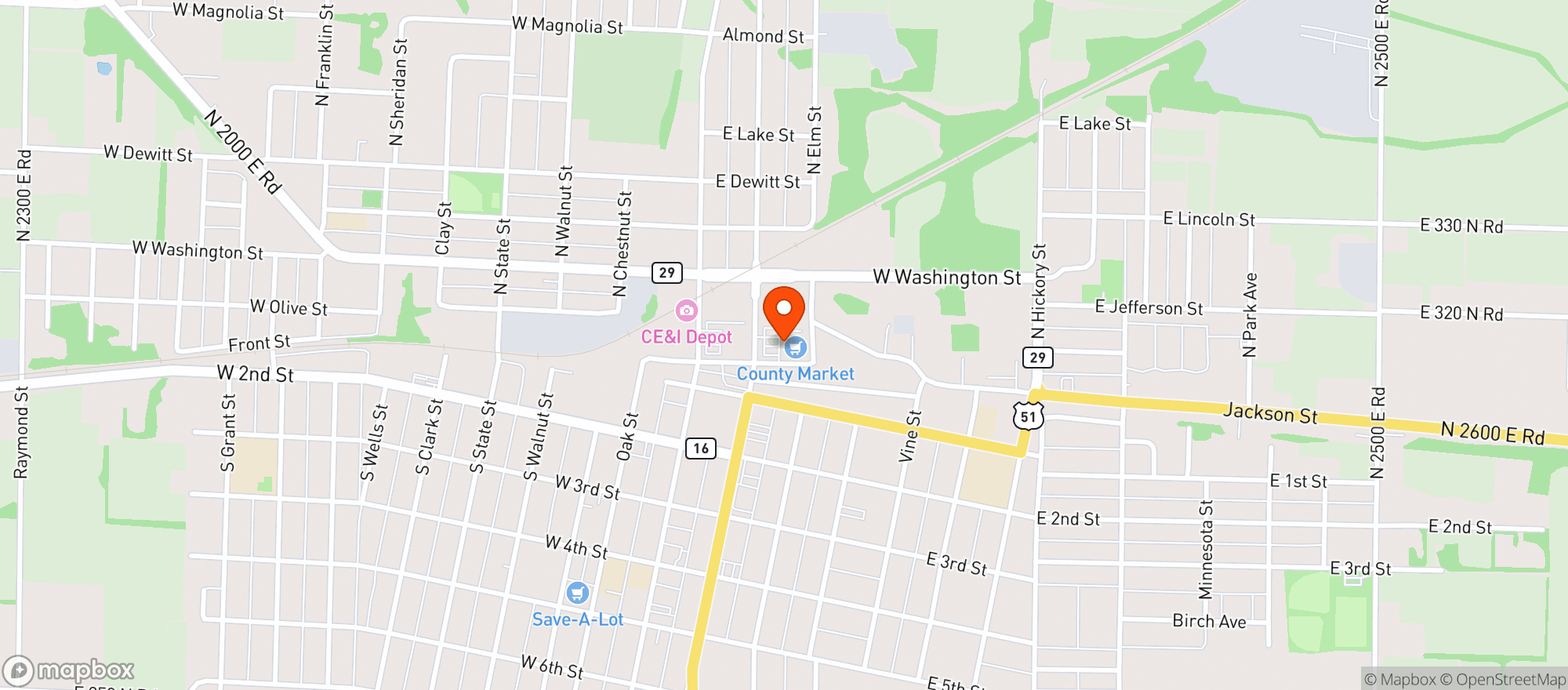 Map showing County Market - 457 - Pana