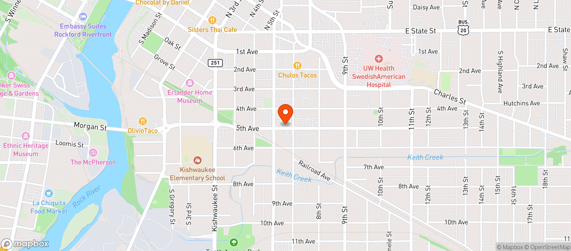 Map showing Ernie S Midtown Pub