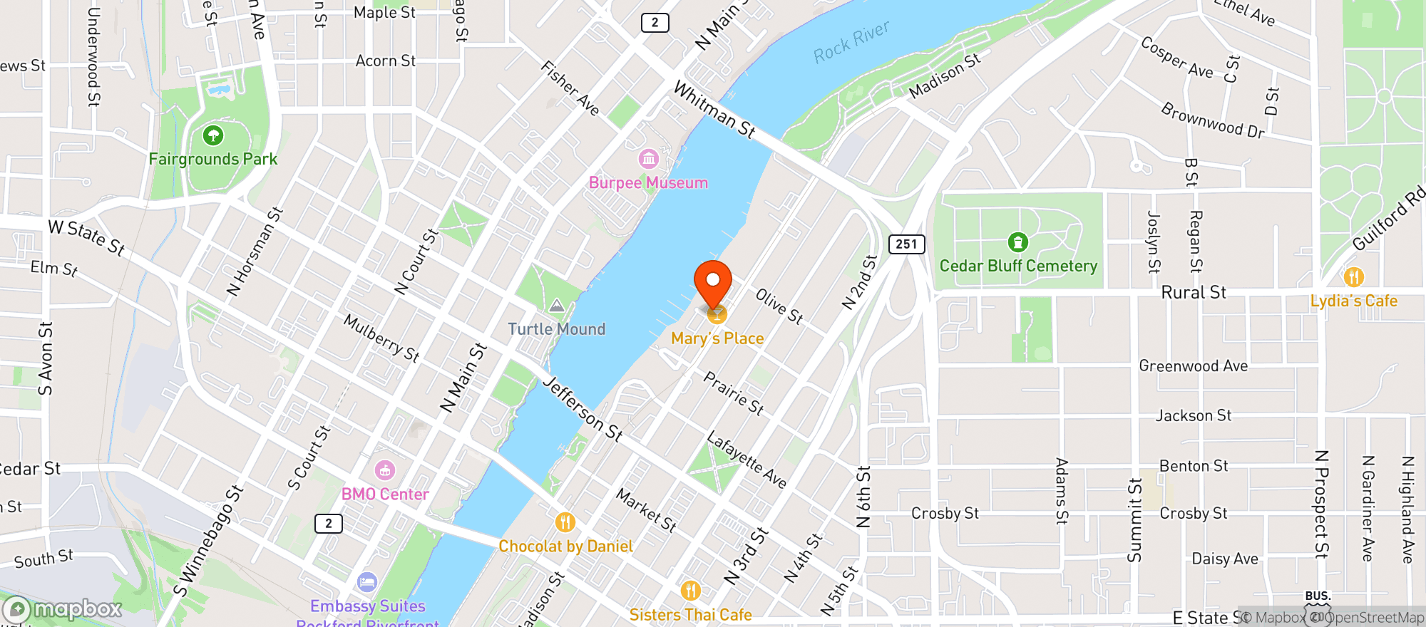 Map showing Marys Place