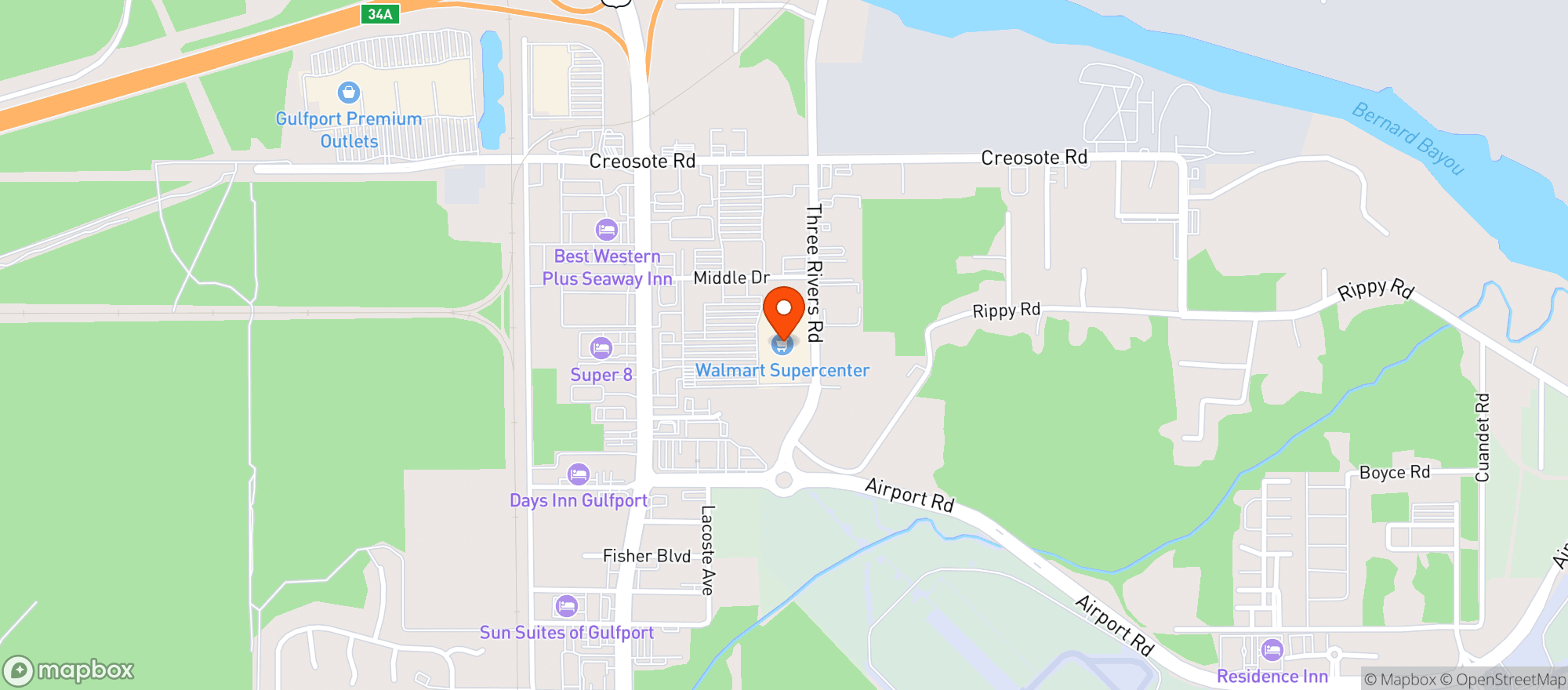 Map showing Walmart Supercenter