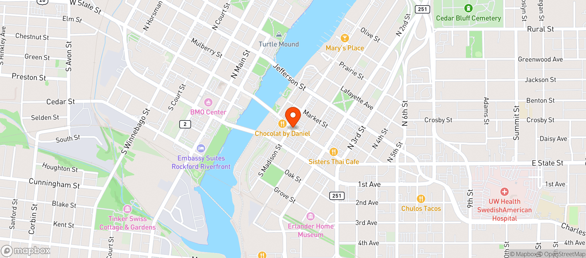 Map showing C Js Lounge