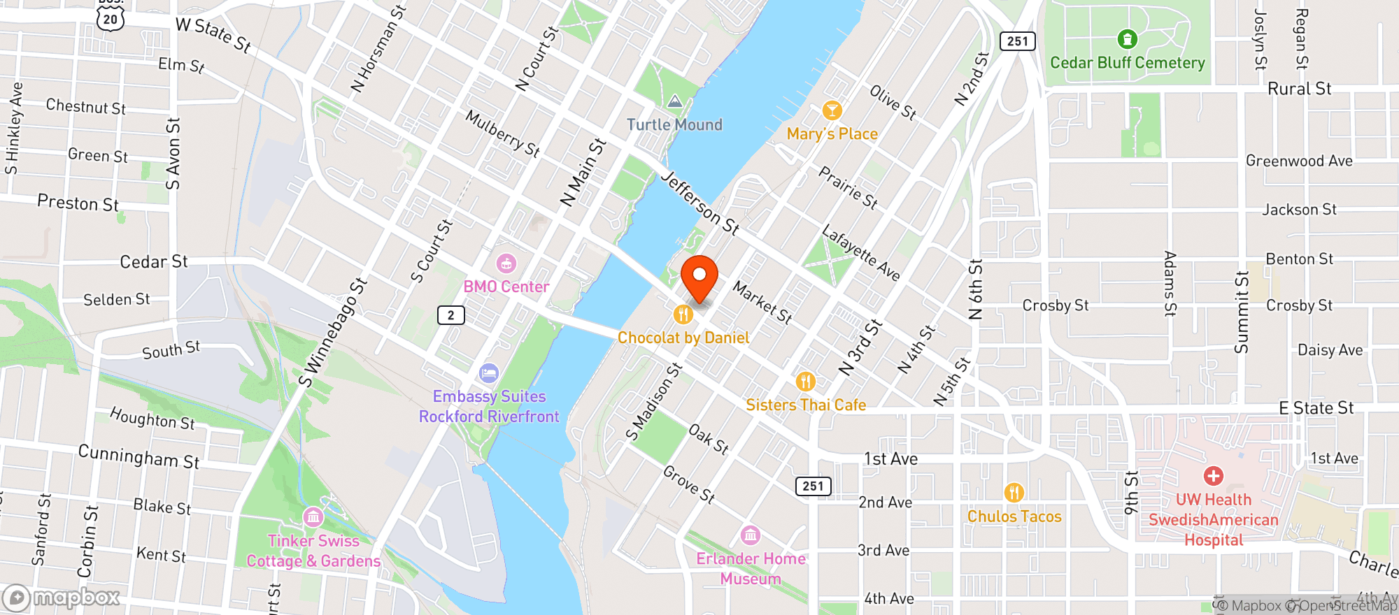Map showing The Music Box