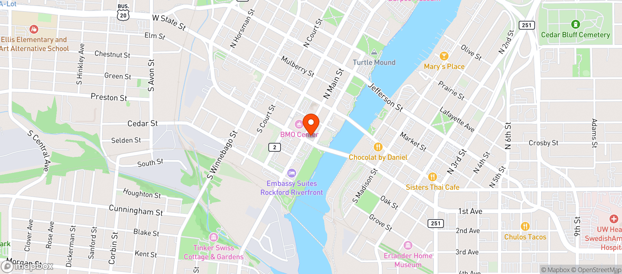 Map showing Minnihans Pub