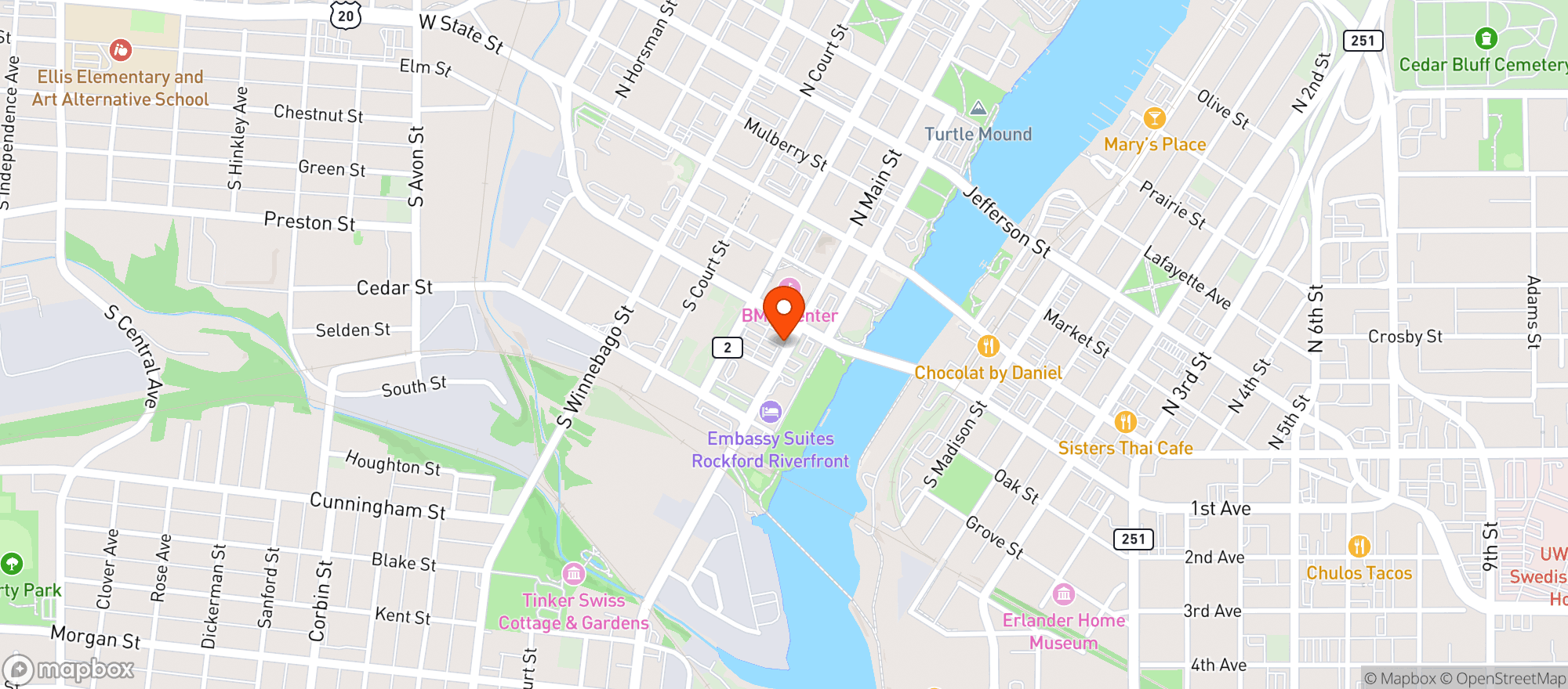 Map showing THE CROW BAR & GAMING LOUNGE