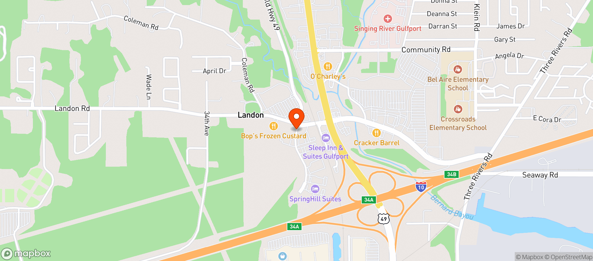 Map showing Texas Roadhouse