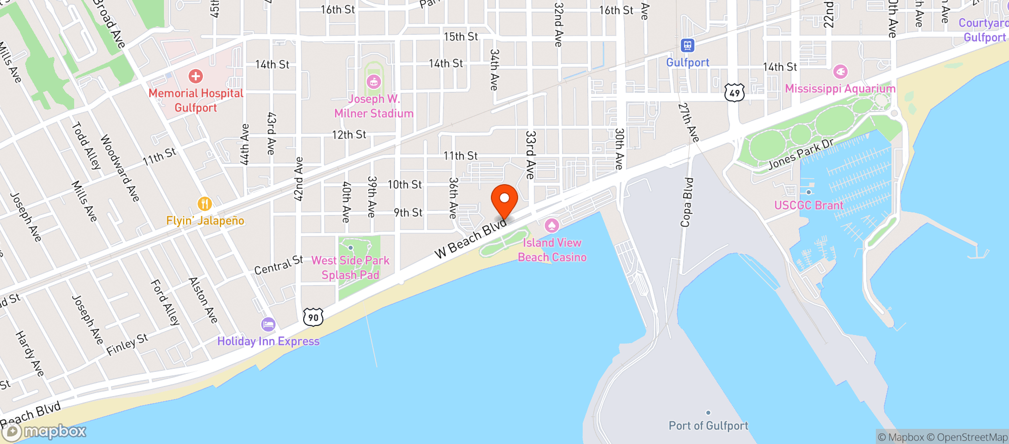 Map showing Island View Casino Resort
