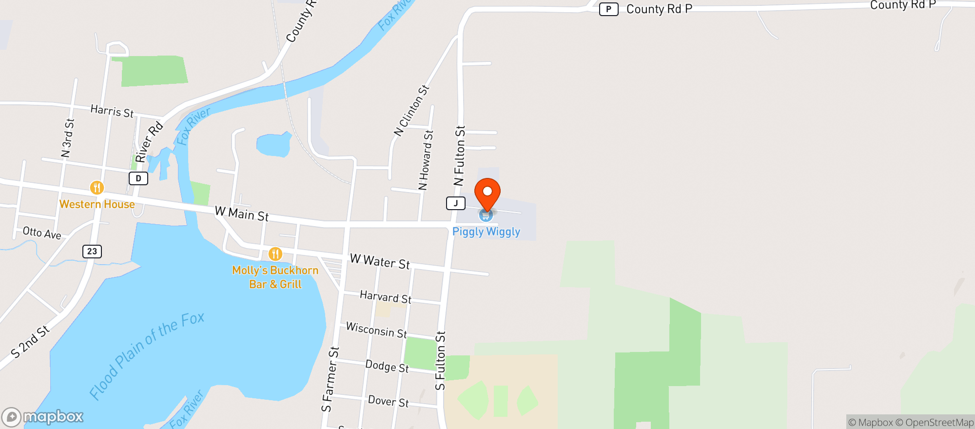 Map showing Detjen S Piggly Wiggly