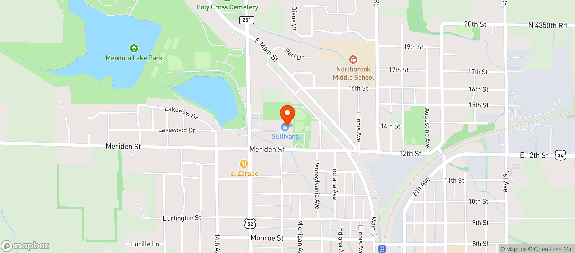 Map showing Sullivans Foods