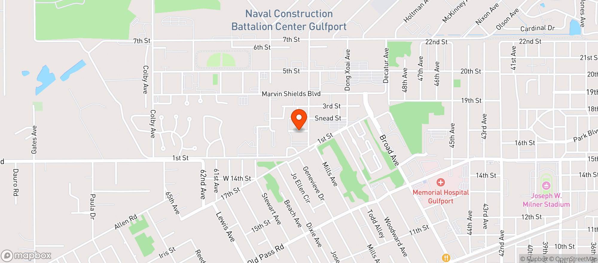 Map showing Navy Gulfport Mini Mart