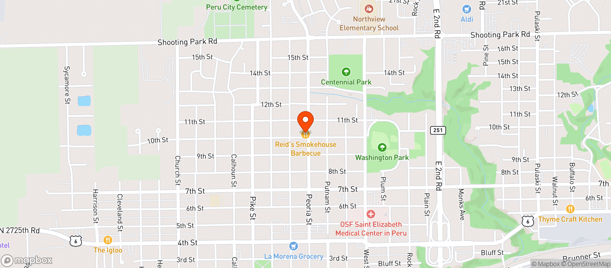 Map showing Reids Smokehouse Barbecue