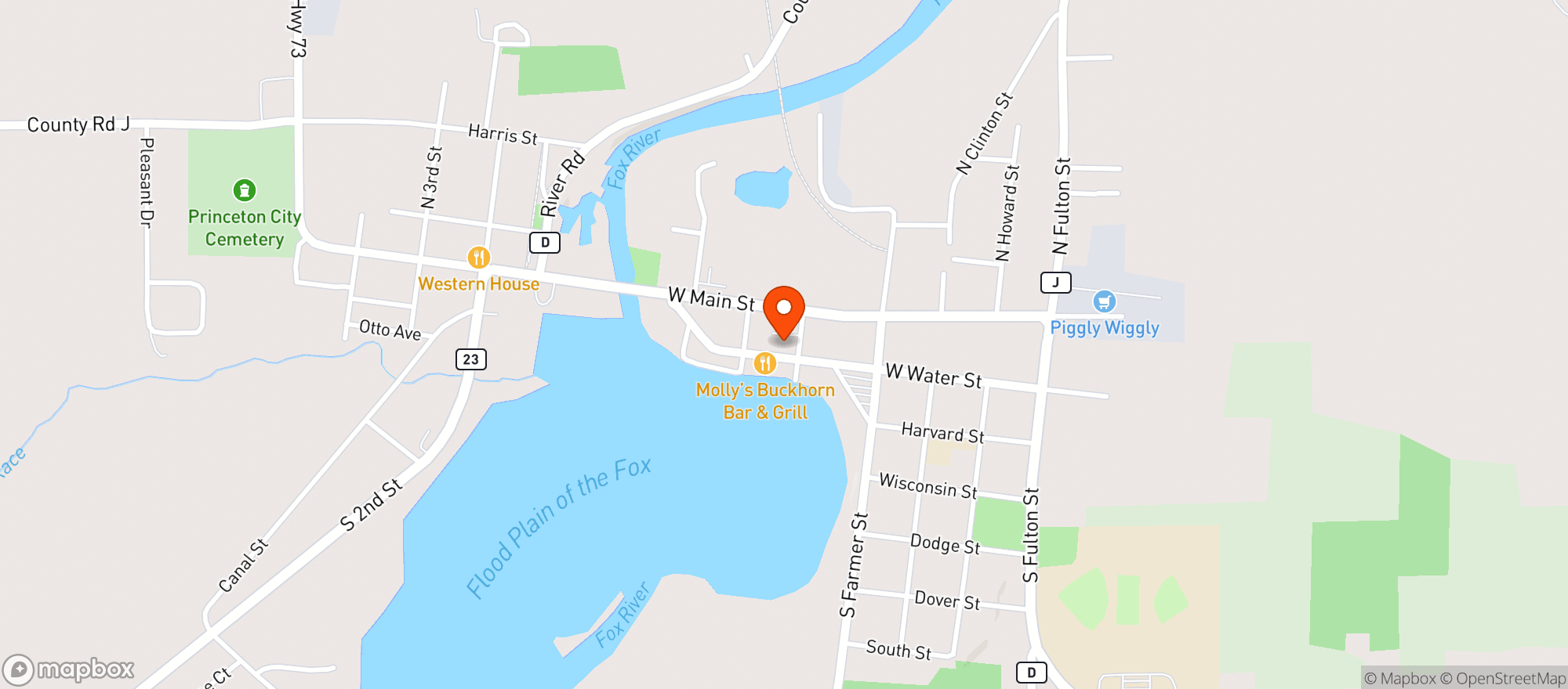 Map showing Whiskey On Water