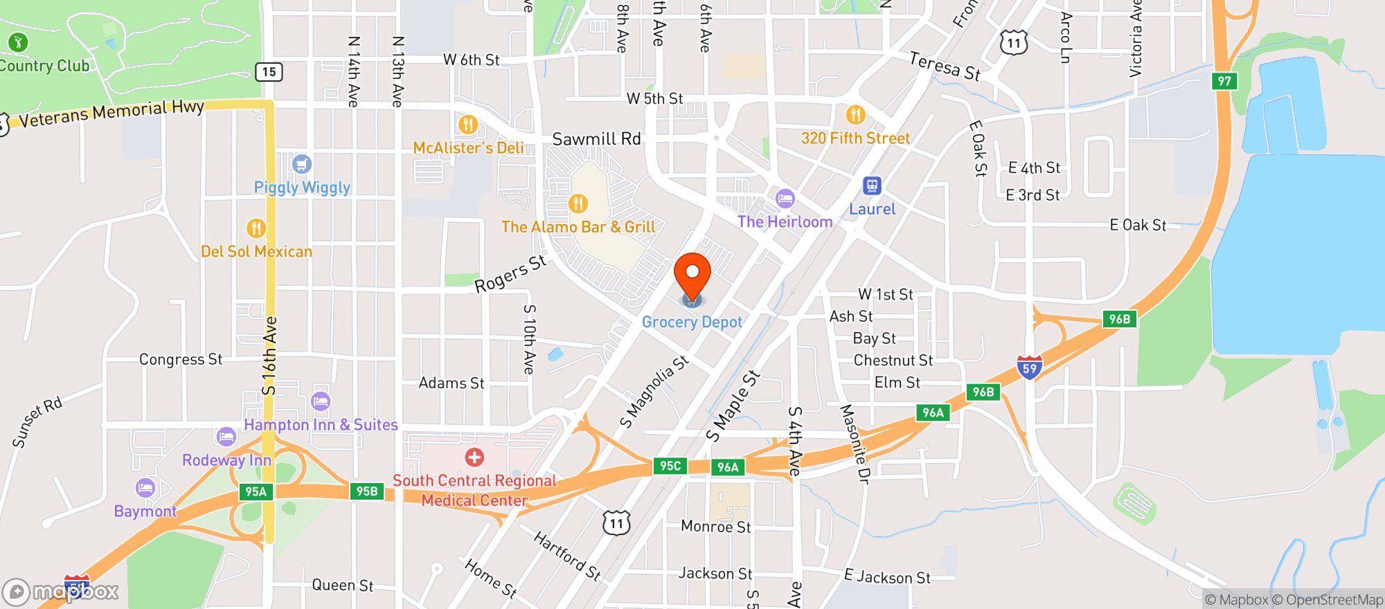 Map showing GROCERY DEPOT