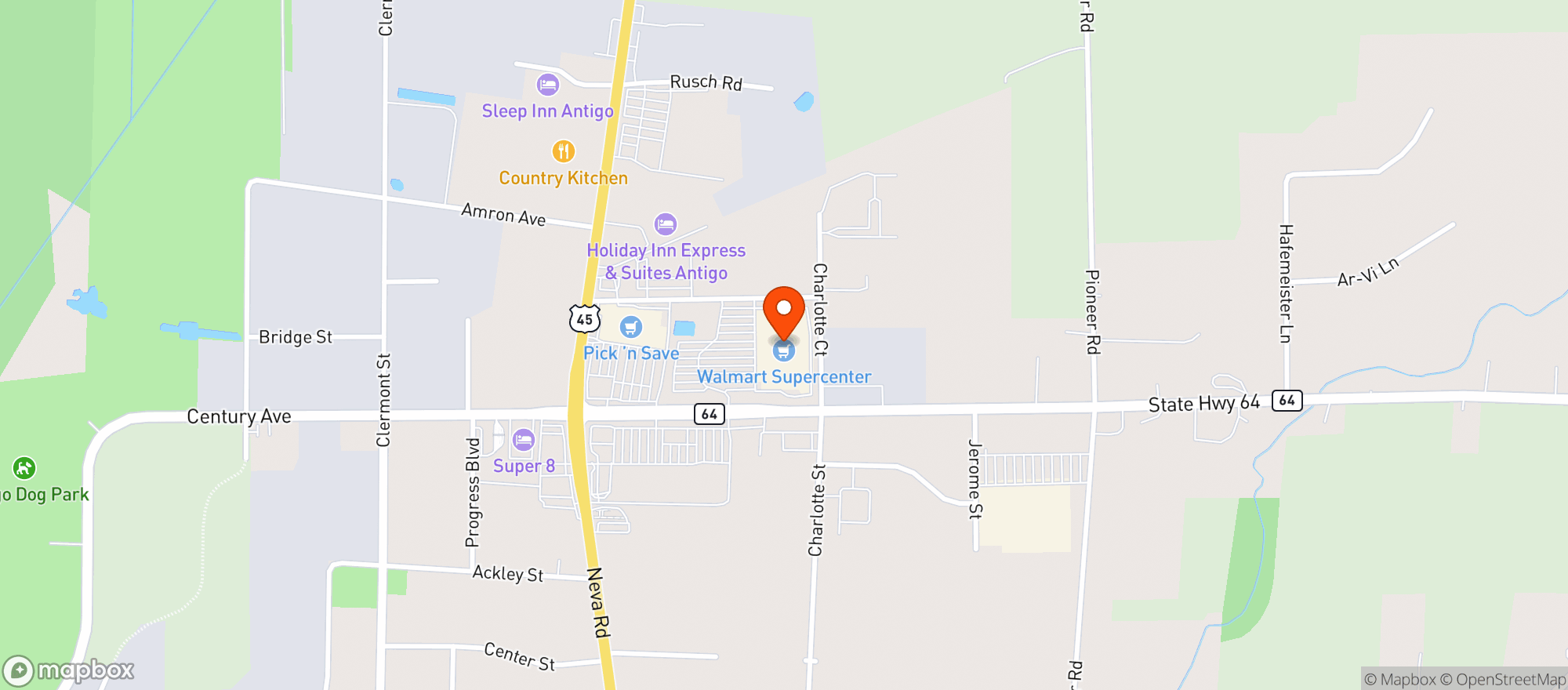 Map showing Walmart Supercenter