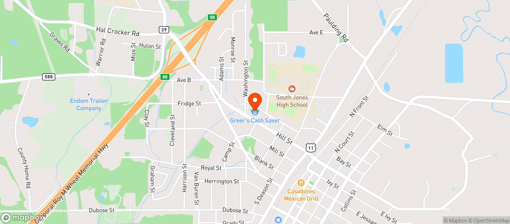 Map showing Greer's Cash Saver 33 Ellis