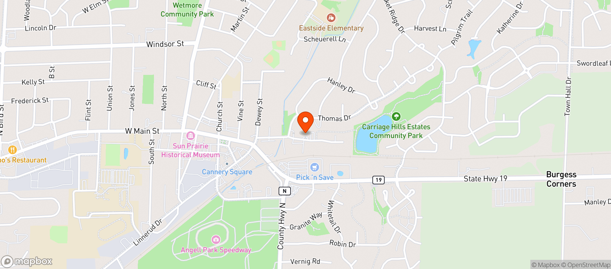 Map showing Colonial Club