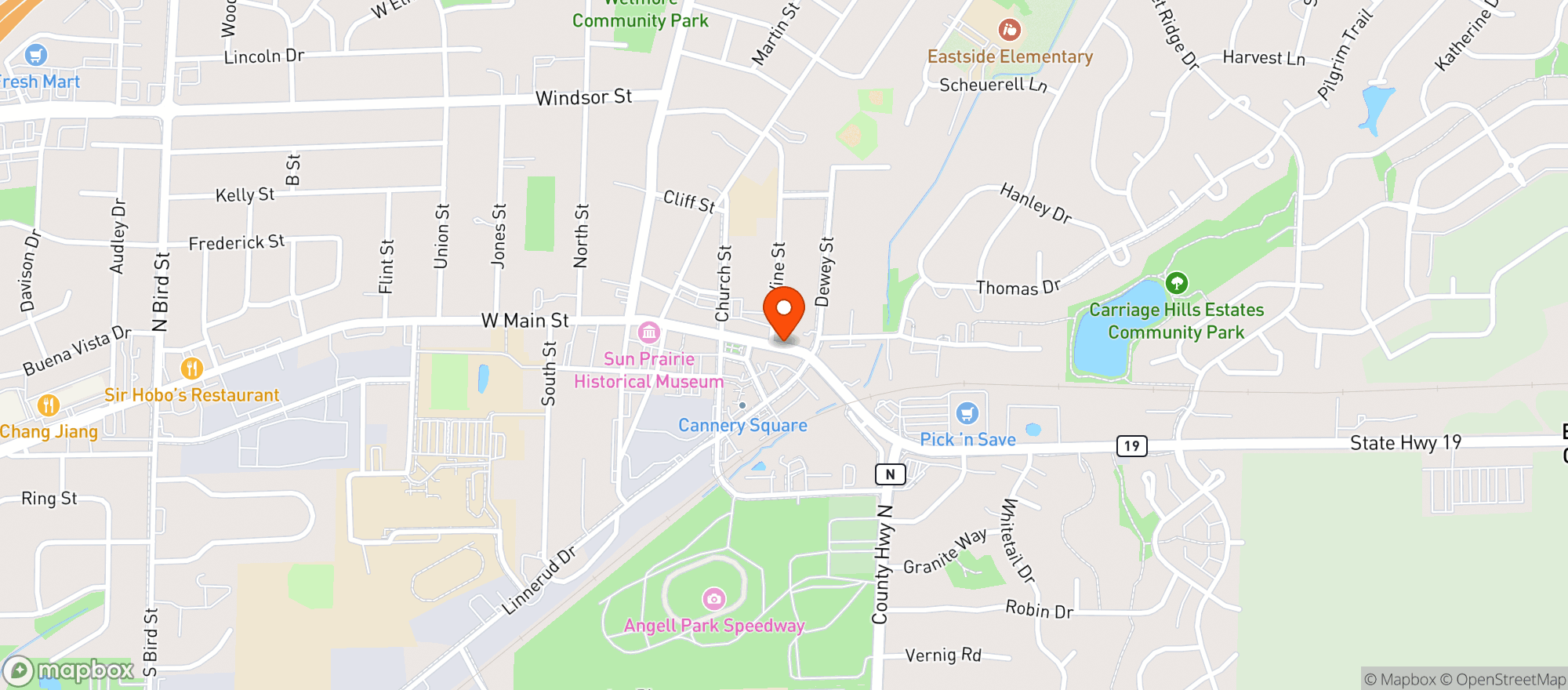 Map showing Glass Nickel Pizza Co