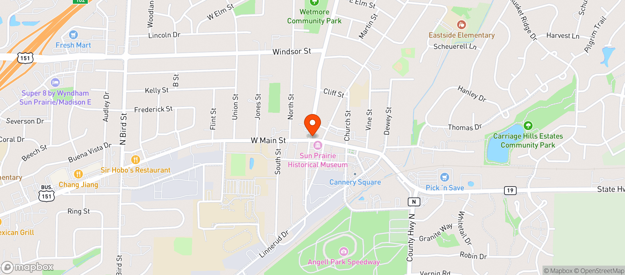 Map showing Wagners Bar