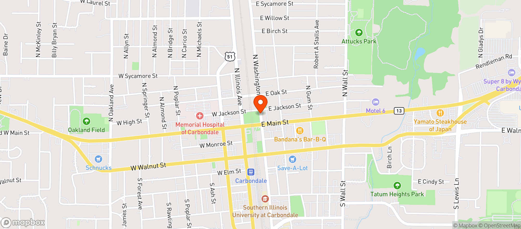 Map showing Tres Hombres Mexican Restaurant