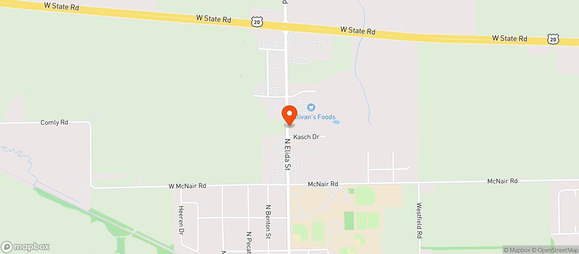 Map showing Sullivans Foods