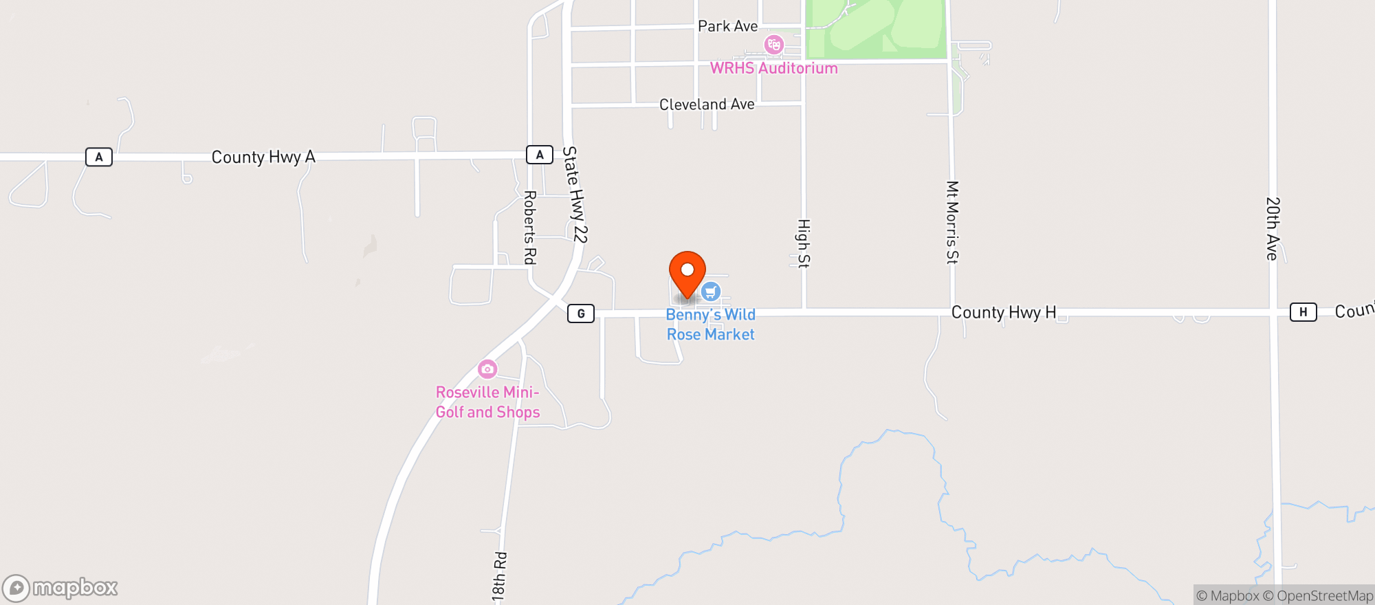 Map showing Wild Rose Liquor