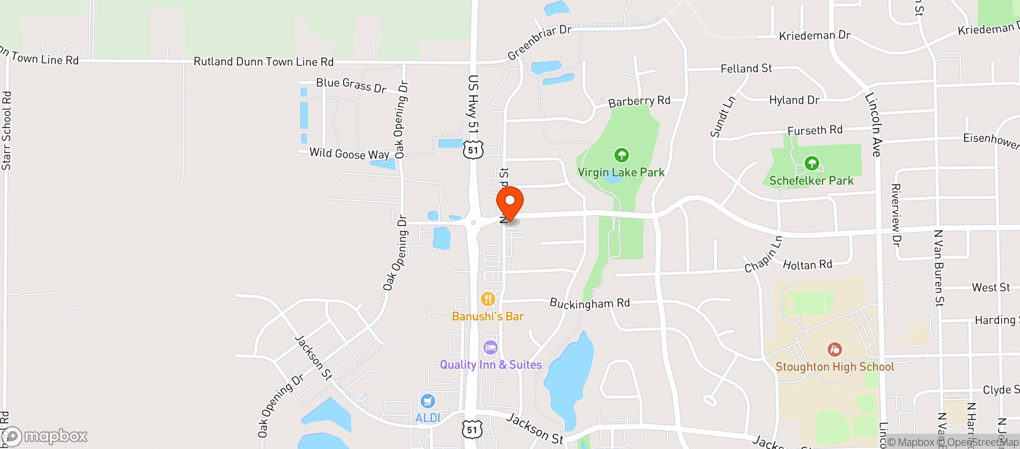 Map showing Deaks Pub & Grill
