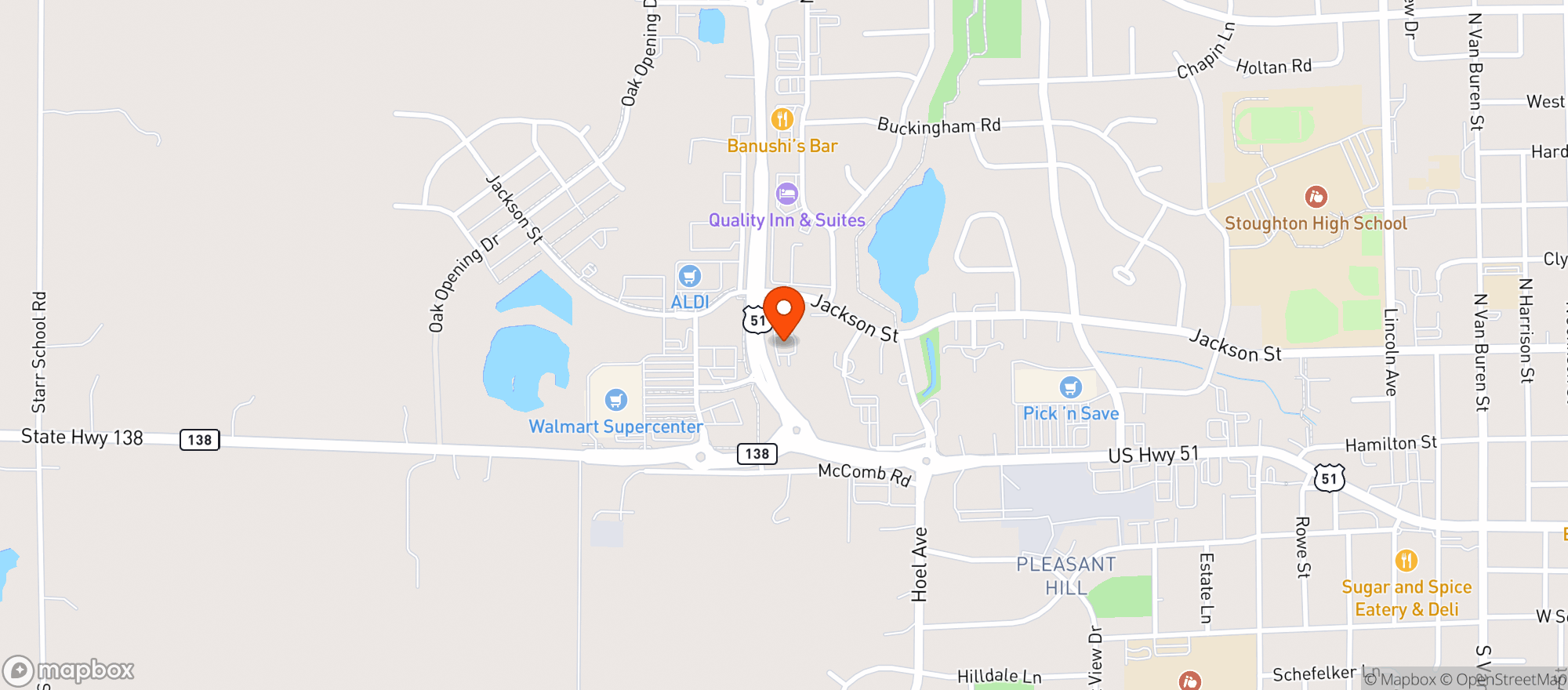 Map showing Gunderson Funeral Home