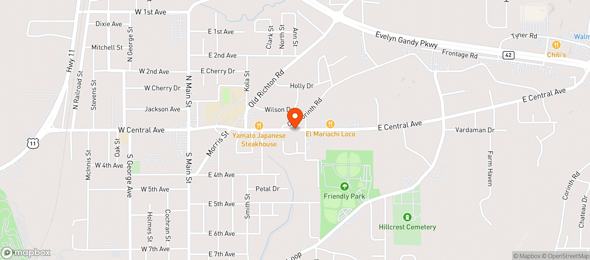 Map showing Valero Petal Food Mart