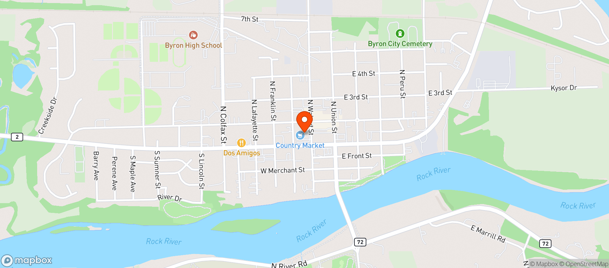 Map showing County Market #217 Byron