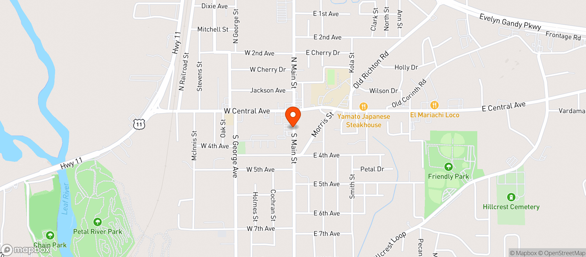 Map showing Corner Market