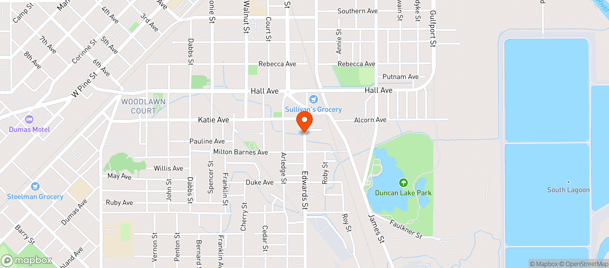 Map showing Sheltons Food Mart